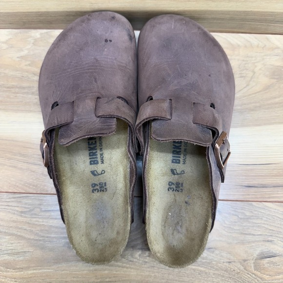 Birkenstock Boston Clogs Womens 8 W EU 39 Brown Nubuck Leather Slip On - Picture 8 of 10
